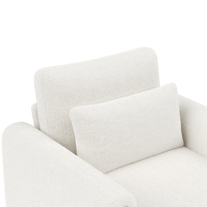 L-Vormige Hoekbank – Zithoekbank – Hoekbank – Sectiebank – Loungesofa – Oversized 4-Zits – Bamboe Zonder Houten Frame – Golvende Wolk Rugleuning – 4 Decoratieve Kussens – Diepe Brede Zitplaatsen – Wit