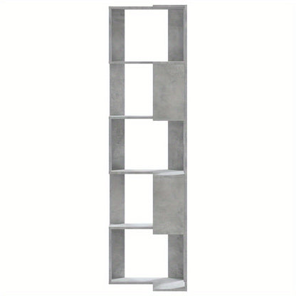 Hoekboekenplank – Boekenkast – Hoekkast – Wandrek – Opbergmeubel – Betonlook Grijs – 5 Planken – 50x50x179 cm – Hout en Kunstboard