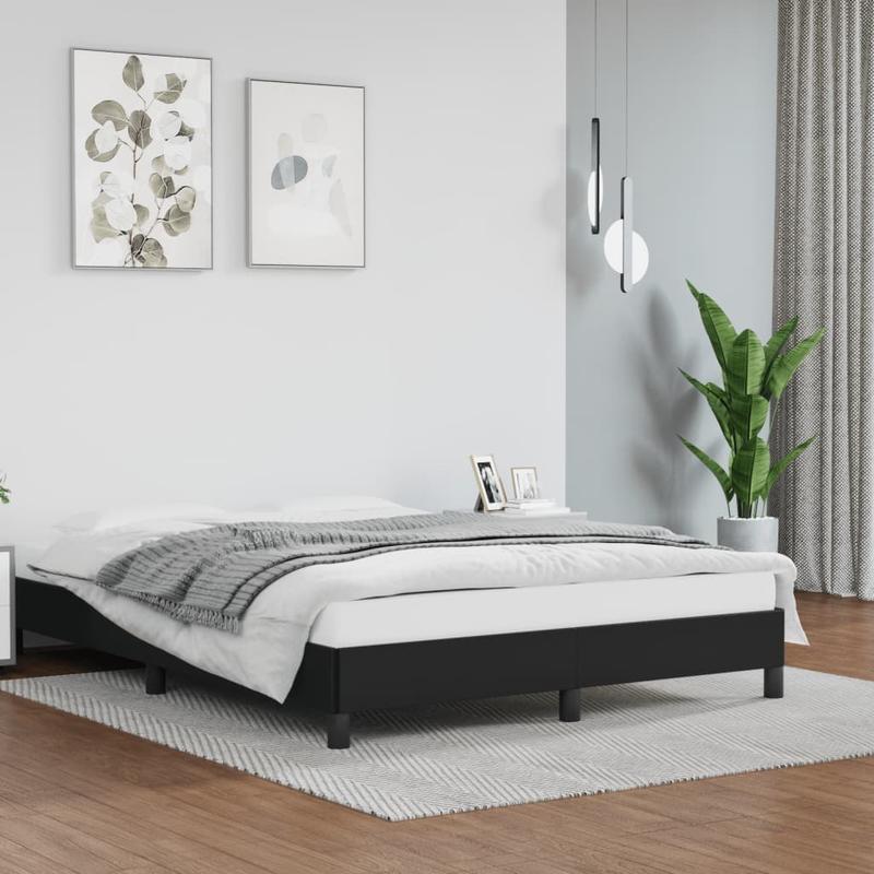 Black Bed Frame 140X200 Cm Made of Faux Leather. It'S Practical, Removable, And Suitable for Year-Round Use.