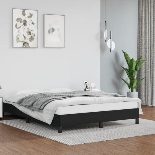 Black Bed Frame 140X200 Cm Made of Faux Leather. It'S Practical, Removable, And Suitable for Year-Round Use.