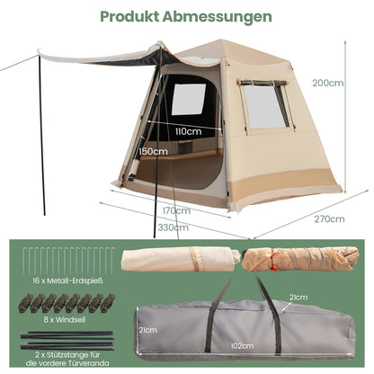 Gezinstent – Kampeertent – Tunnel Tent – Familietent – Outdoor Tent – Voor 4-6 Personen – Waterdicht Met UV Bescherming 50+