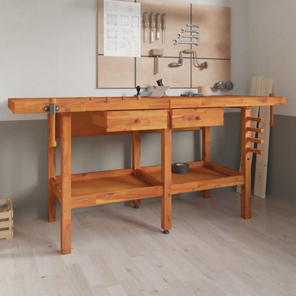 Werkbank – Werktafel – Werkmeubel – Klusbank – Massief Acaciahout – Stevig Werkblad – Twee Bankschroeven Zonder Kast