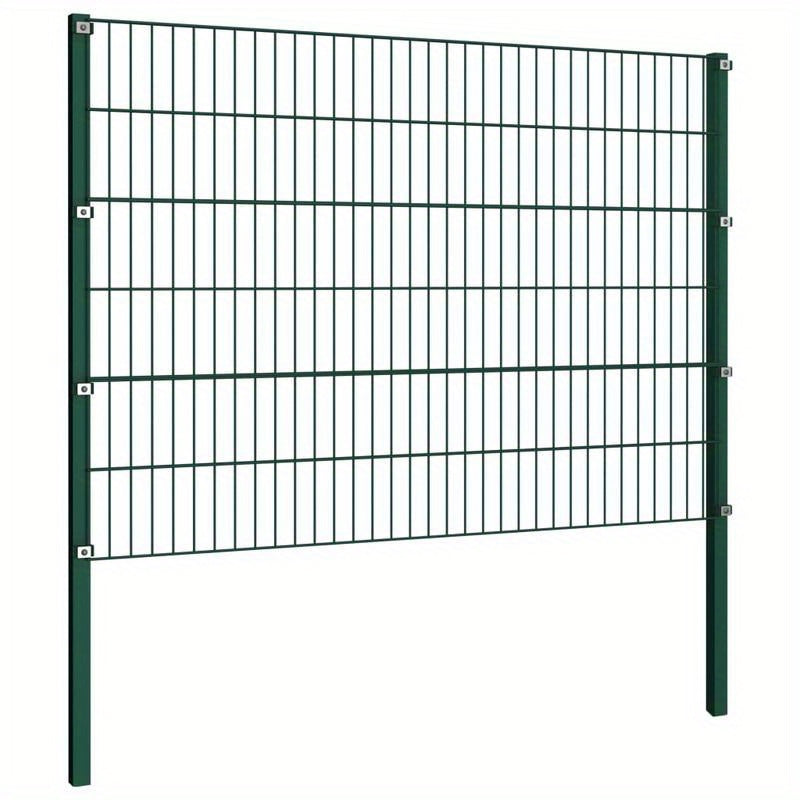 Green Iron Fence Panel with Poles Measuring 1.7X1.2 M, Both Removable And Sturdy.