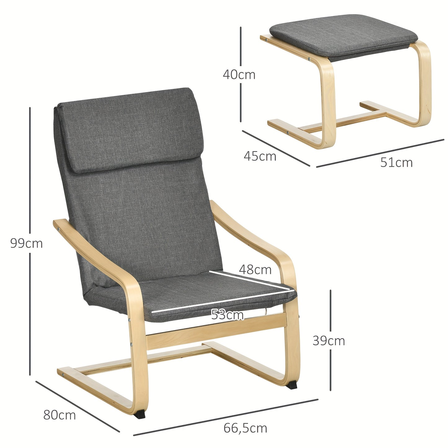 Fauteuil – Relaxstoel – Leunstoel – Lounge Fauteuil – Sessel – Grijs – Met Voetenbank – Fluweel Bekleding – Stevig Metaal Frame
