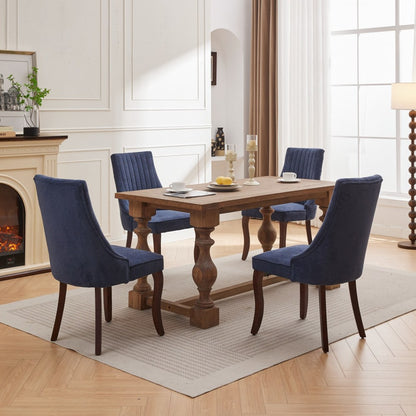 Eetkamerstoel – Stoel – Zitstoel – Dining Chair – Eettafelstoel – Velour Chenille Bekleding – Gouden Roestvrijstalen Poten – Diepblauw