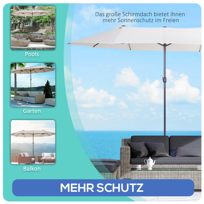Dubbele Parasol – Zonnescherm – Tuinparasol – Terrasparasol – Strandparasol – Extra Groot Ovaal – Stevig Met Handslinger