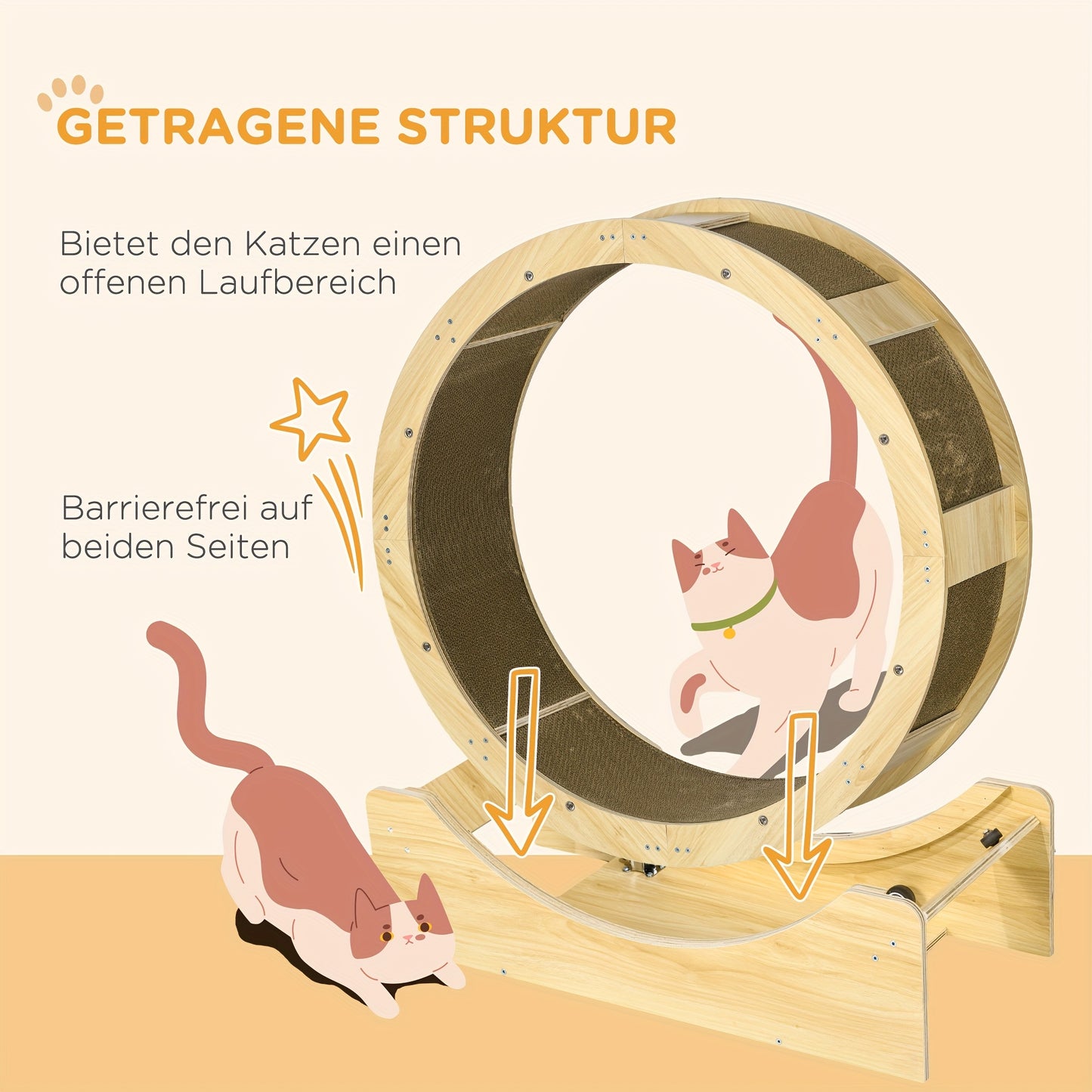 Krabpaal – Kattenboom – Kattenmeubel – Krabton – Kattenhuis – Sisal Touw – Loopwiel Met Rem – 91 cm Hoog – Khaki
