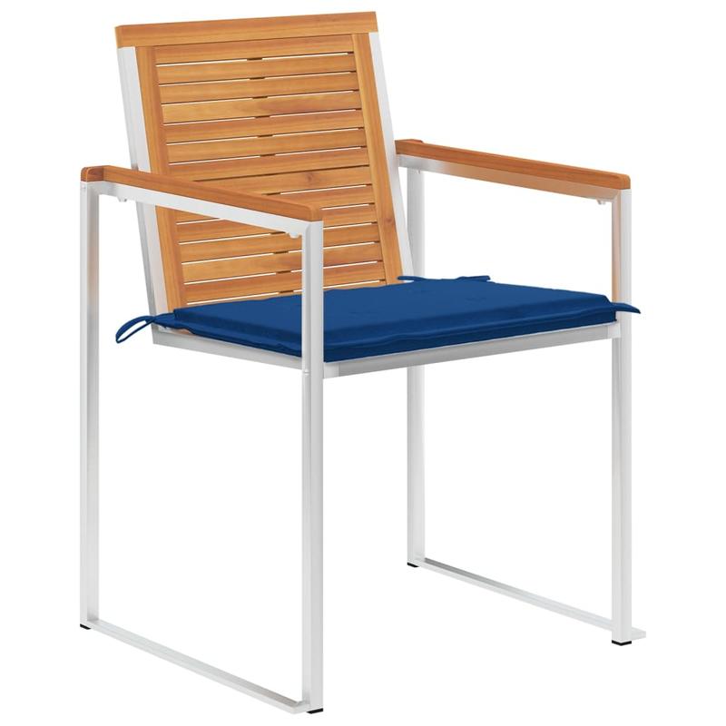 Tuinstoelen – Buitenstoelen – Houten Stoelen – Balkonstoelen – Terrasstoelen – Set van 6 – Acaciahout Met Kussens – Inklapbaar & Duurzaam
