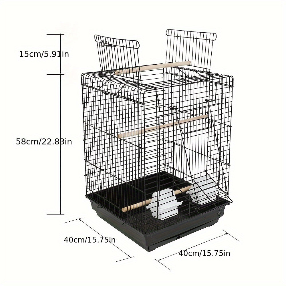 Vogelkooi – Parkietenkooi – Kanariekooi – Vogelvolière – Vogelhuis – Gepoedercoat Metaal – Open Dak Ventilatie – Compact 40x40x58 cm