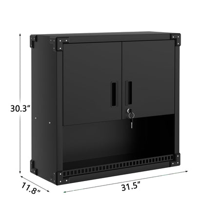Metalen Wandkast – Wandkast Opbergkast – Werkplaatskast – Keukenkast – Garagekast – Verstelbare Planken – Afsluitbaar Met Slot – Zwart Classic Design