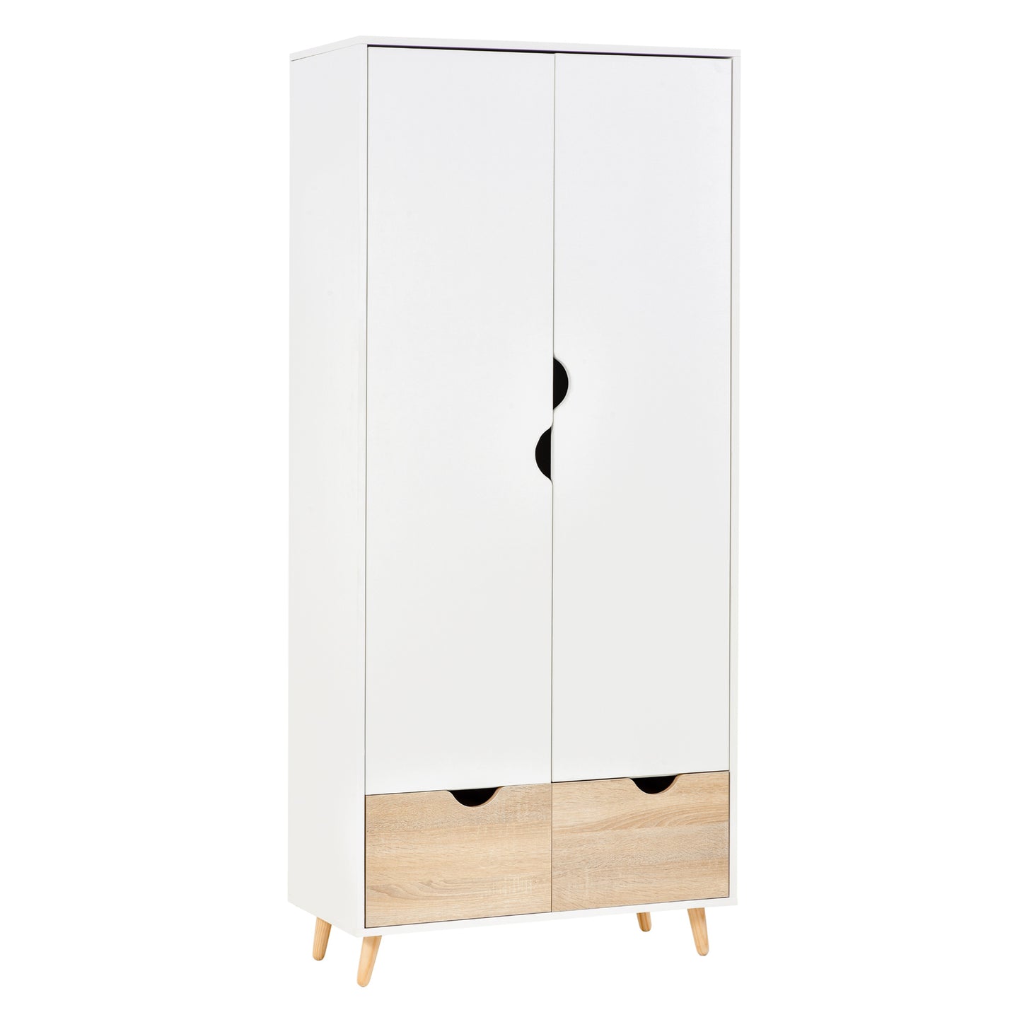 Kledingkast – Garderobekast – Opbergkast – Slaapkamerkast – Witte Kast – Scandinavisch Design – 80x40x180 cm – Melamine Coating