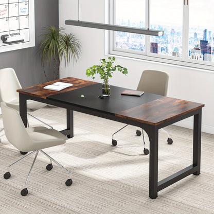 Vergadertafel – Bureautafel – Werktafel – Seminartafel – Kantoortafel – Rustiek Bruin & Zwart – E1 Spaanplaat – Stevig Metaal Frame