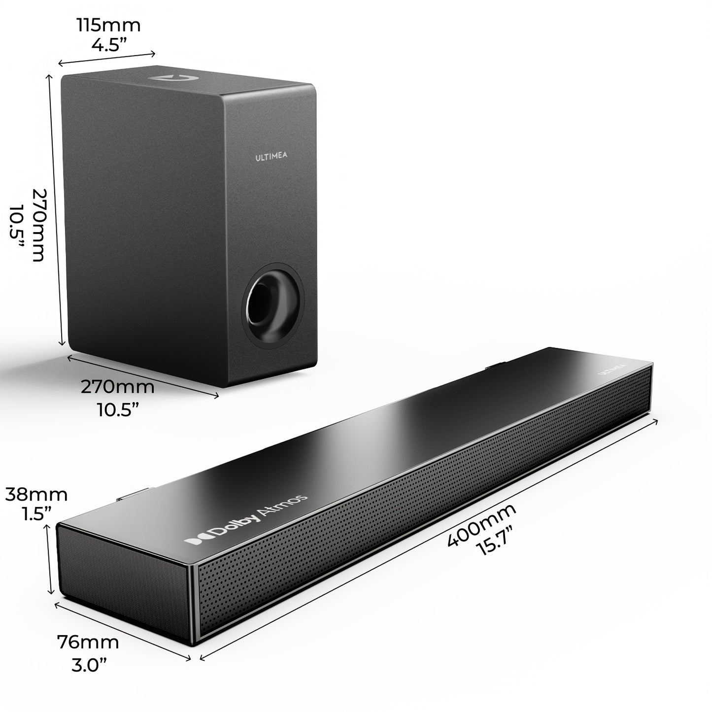 Soundbar – Geluidsbalk – TV Speaker – Home Cinema Geluidssysteem – Surround Sound Set – 2.1 Kanaals Met Subwoofer – Dolby Atmos Ondersteuning – 190W Bass Boost