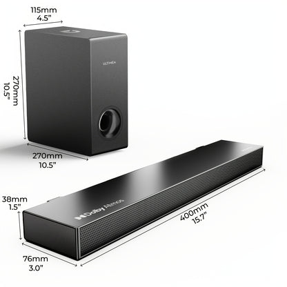 Soundbar – Geluidsbalk – TV Speaker – Home Cinema Geluidssysteem – Surround Sound Set – 2.1 Kanaals Met Subwoofer – Dolby Atmos Ondersteuning – 190W Bass Boost