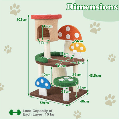 Krabpaal – Kattenboom – Krabmeubel – Krabton – Kattentoren – Meerlaagse Kitten Krabpaal – Natuurlijk Sisal Omwikkeld – Inclusief Knusse Condo en Speelbal