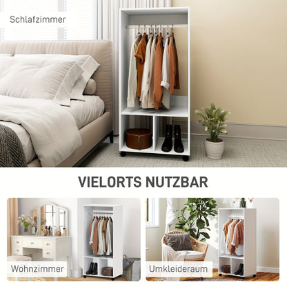 Mobiele Kledingkast – Verplaatsbare Kast – Draagbare Klerenkast – Opbergkast – Kledingrek – Compact 60x40x127 cm – Aluminium Frame en 4 Zwenkwieltjes
