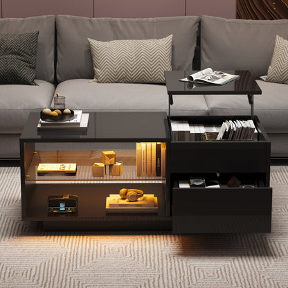 Sofa Tafel – Salontafel – Bijzettafel – Sidetable – Eettafel – Hoogte Verstelbaar – Metalen Frame & Opberglade