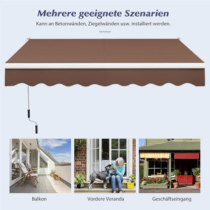 Articulated Arm Zonnescherm – Zonwering – Balkon Zonwering – Terras Zonnescherm – Klemzonnescherm – UV- en Waterbestendig – Aluminium Frame met Slinger – Bruin – 3 x 2,5 Meter