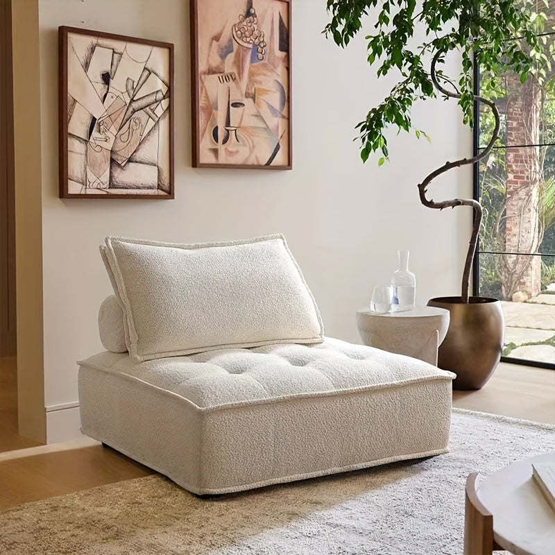 Zitzak – Zitzakstoel – Loungestoel – Lazy Sofa – Eenpersoonsbank – Memory Foam Vulling – Beige Katoenmix Stoffering