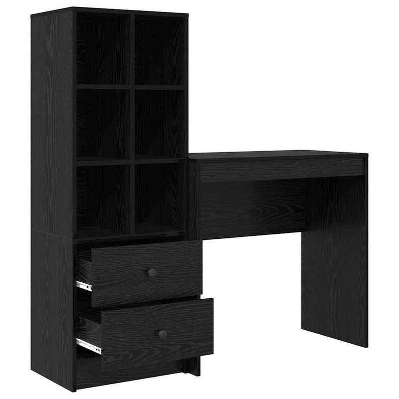 Desk with Storage Space 2pcs Black Oak 80 X 40 X 76Cm Sleek Exterior, Ample Storage Space, Sturdy And Smooth, Featuring a Minimalist And Functional Design.
