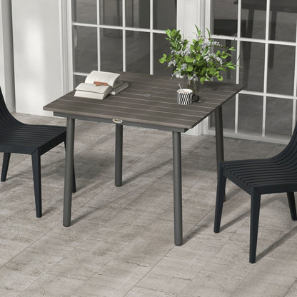 Tuintafel – Buiten tafel – Terrastafel – Eettafel – Loungtafel – Donkergrijs – Weerbestendig Aluminium – Parasolgat 90x90x75 cm