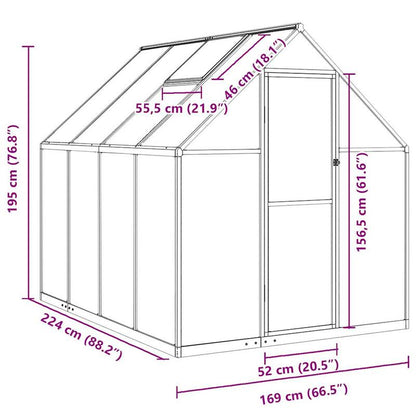 Kweekkas – Serre – Plantenkas – Groentekas – Kas Aluminium – Grote Kweekkas 224x169x195 cm – Stevig Aluminium Frame – Weerbestendige 4 mm Polycarbonaat Panelen
