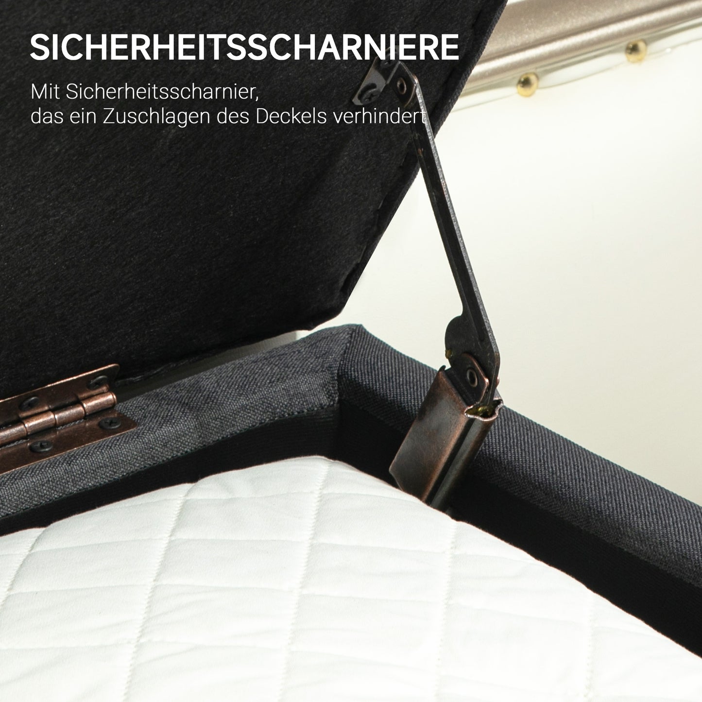 Gestoffeerde Bank – Opbergbank – Zitbank – Bedbank – Linnen Bank – Donkergrijs – Rubberhouten Frame – Compact 110x39x45 cm