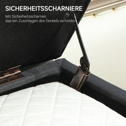 Gestoffeerde Bank – Opbergbank – Zitbank – Bedbank – Linnen Bank – Donkergrijs – Rubberhouten Frame – Compact 110x39x45 cm