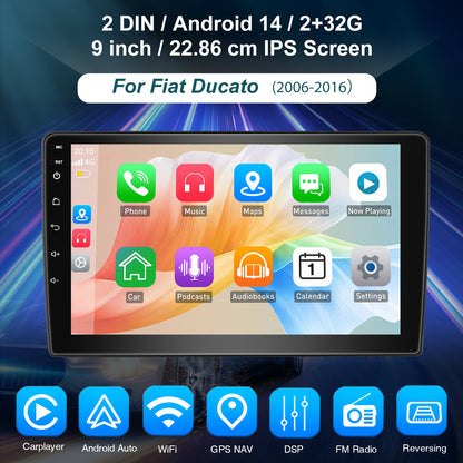 2-DIN Android Autoradio – Multimediaspeler – Touchscreen Radio – Car Stereo – 9 Inch IPS Scherm – Android Auto & Draadloze CarPlay – Met Microfoon