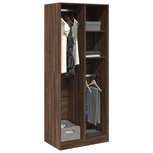 Wardrobe Storage System Closet 80X50X200 Cm Treated Wood Brown Oak Color Make Your Interior Organized, Stylish, And Beautiful with This Wardrobe. It Is The Ideal Storage Solution to Give Your Existing Home a Chic Look.