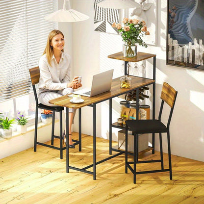 Barset – Barmeubel – Keukentafel – Krukken – Bistroset – Opvouwbare Tafel – Inklapbare Krukken – Stalen Frame – Compact Ruimtebesparend Design