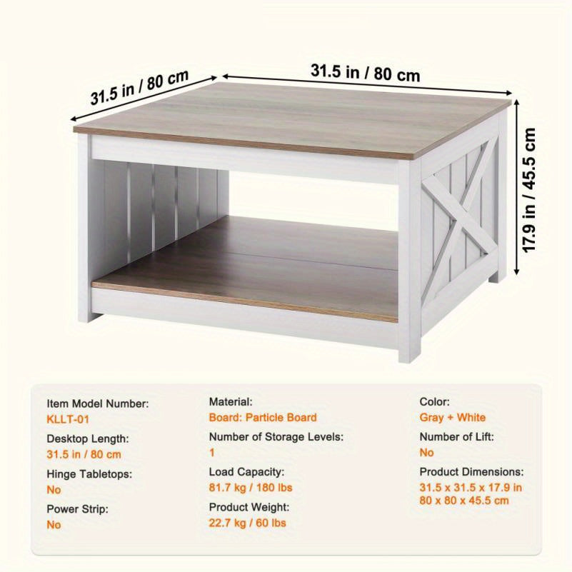 Salontafel – Koffietafel – Woonkamertafel – Bijzettafel – Tafel – Landelijke Stijl – Compact 31 x 12,7 cm – Hout Met Open Opbergvak