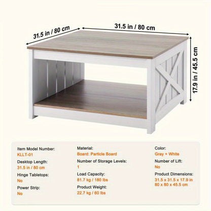 Salontafel – Koffietafel – Woonkamertafel – Bijzettafel – Tafel – Landelijke Stijl – Compact 31 x 12,7 cm – Hout Met Open Opbergvak