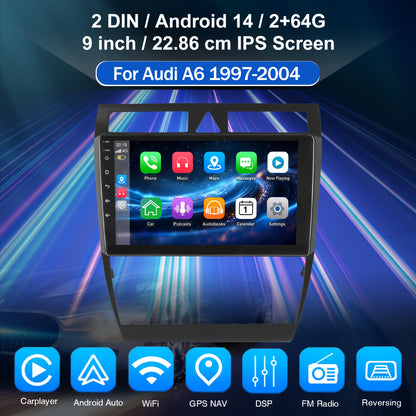 Autoradio – Multimedia Speler – Car Stereo – Auto Audio – 2-DIN – 9 inch IPS Touchscreen – Android 14 – Draadloos CarPlay met Camera & Microfoon