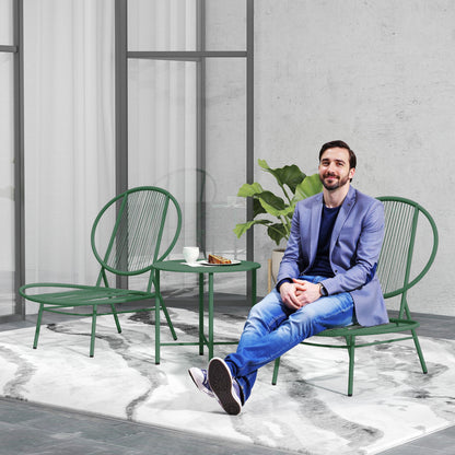 Loungeset – Tuinset – Balkonmeubels – Bistro Set – Loungeset Buiten – 3-delig – Weerbestendig Staal – Compact Design