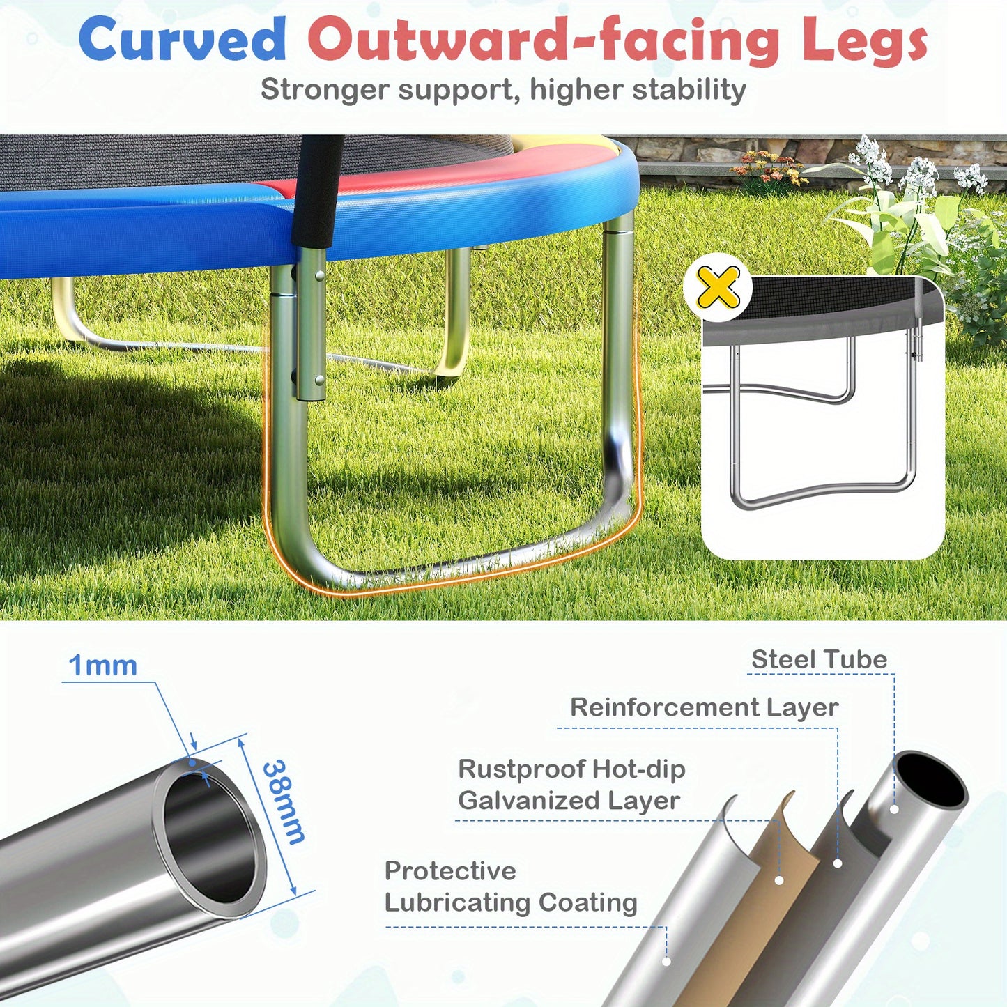 Trampoline – Springmat – Kindertrampoline – Tuintrampoline – Veiligheidsnet – Ronde Trampoline – Stevig Frame met Ladder – Veerkussen & Windbestendig
