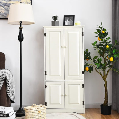 Witte Opbergkast – Kasten – Vloerkast – Dressoir – Bergkast – 4 Deuren – 2 Verstelbare Planken – MDF – Compact Design