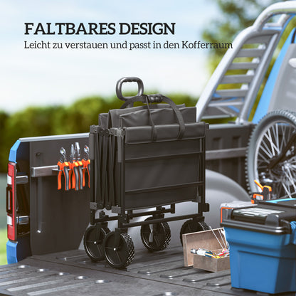 Tuinkar – Kruiwagen – Transportkar – Vouwkar – Trolley – Opvouwbaar – Draagvermogen 100 kg – Afneembaar Waterdicht Zeil – Zwart