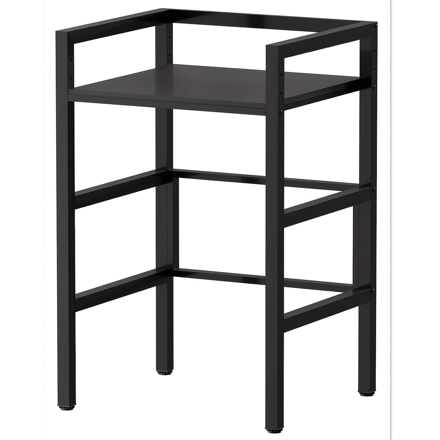 Wasmachineplank – Wasmachinekast – Opbergkast – Ombouwmeubel – Badkamerkast – Met Verstelbare Hoogte – Stevig Metalen Frame – 73x64x110 cm – Zwart