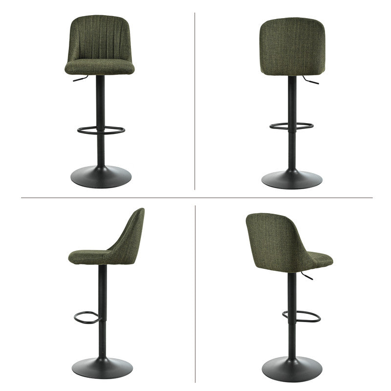 Goeurvant Modern 360° Swivel Bar Stool with Adjustable Height and Metal Base, Linen or Velvet Upholstery, Dining Counter Seat, Home Bar Furniture, Upholstered Swivel Stool, Modern Bar Chair, Minimalist Aesthetic, Rustic Styl