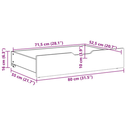 Bedlade – Opberglade – Lade Onder Bed – Bedkast – Onderschuiflade – Massief Pijnhout – Met Wieltjes – 80x55x16 cm – Tijdloos Design