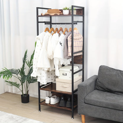 Kledingrek – Garderoberek – Kledingstandaard – Dressboy – Kapstok – Verstelbare Planken – Stevig Smeedijzeren Frame – Vrijstaand Designerrek