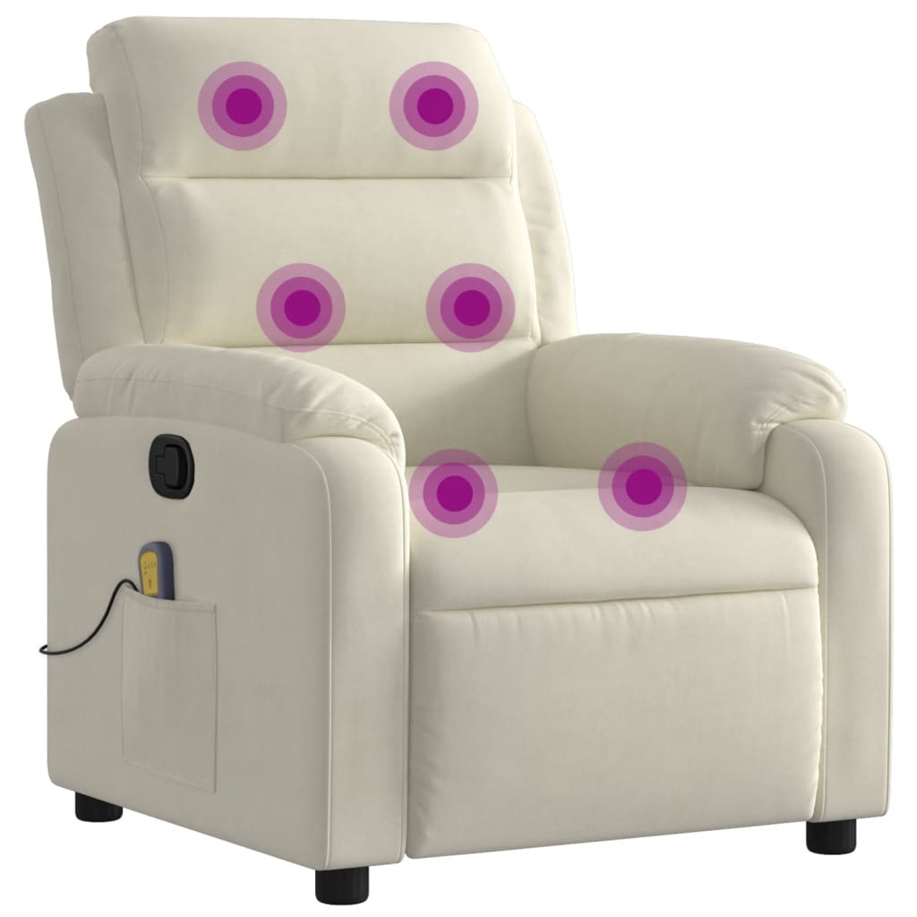 Elektrisch Verstelbare Fauteuil – Relaxstoel – Zwaai-zetel – Relaxfauteuil – Elektrische Relaxstoel – Fluweelbekleding – USB Massagefunctie – Crème Kleur