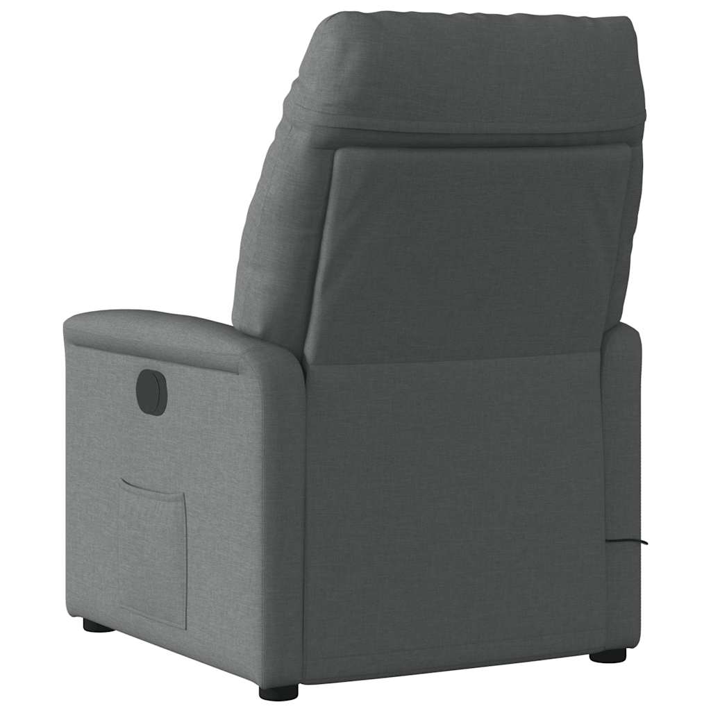 Massagestoel Verstelbaar – Relaxstoel – Luxe Massagestoel – Stoffen Stoel – Donkergrijs – 6-Punts Vibratiemassage – Handmatig Verstelbaar Tot 135°