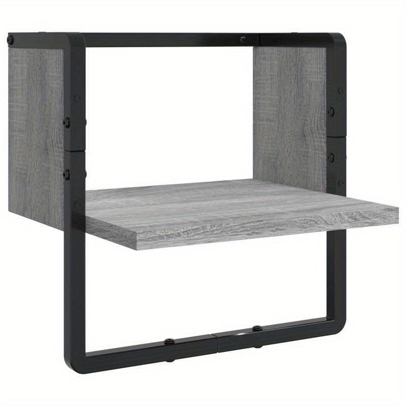 6pcs Wall Shelf Set with Rods, Treated Wood in Gray Sonoma Finish