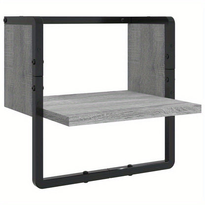 6pcs Wall Shelf Set with Rods, Treated Wood in Gray Sonoma Finish