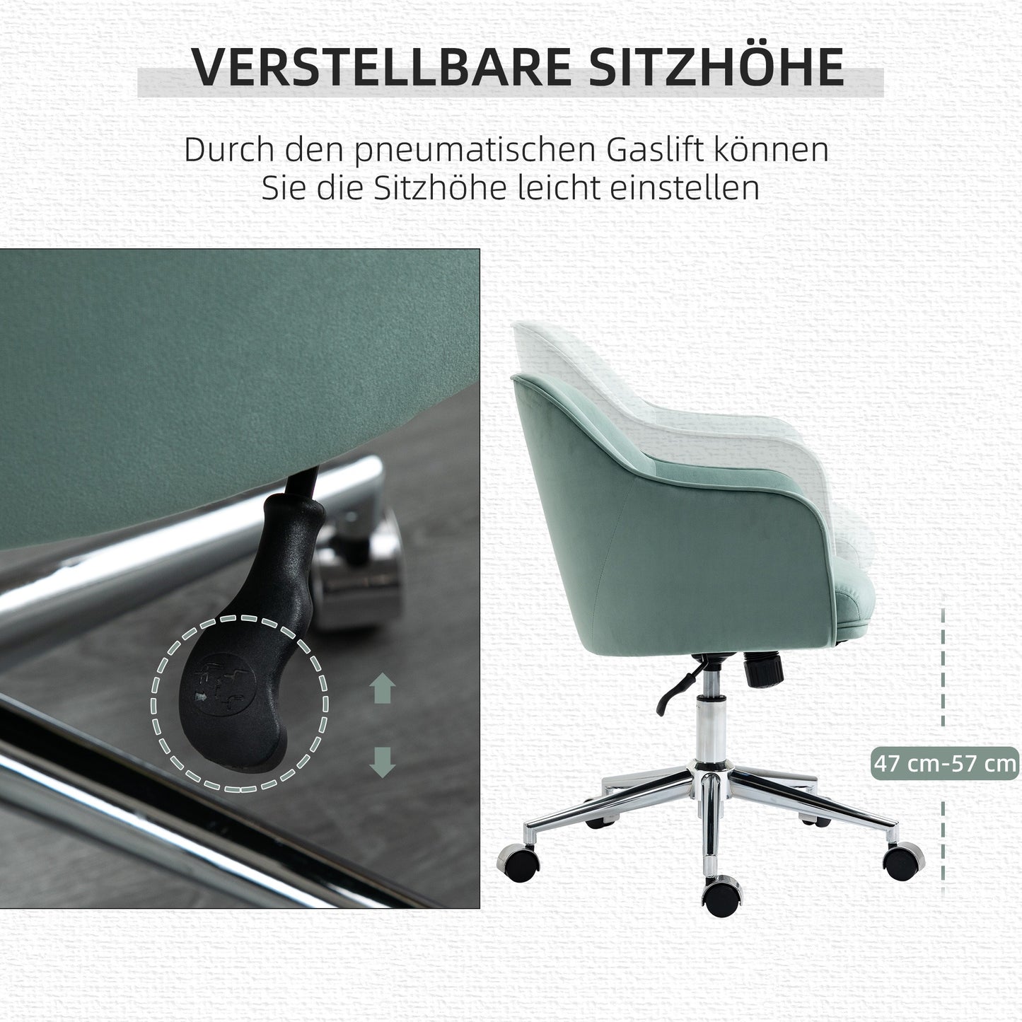 Bureaustoel – Kantoorstoel – Draaistoel – Gamestoel – Bureaustoel Met Wielen – Verstelbare Hoogte – Schommelfunctie – Fluwelen Polyester Bekleding – Metalen Onderstel – 61x59x80,5-90,5 cm