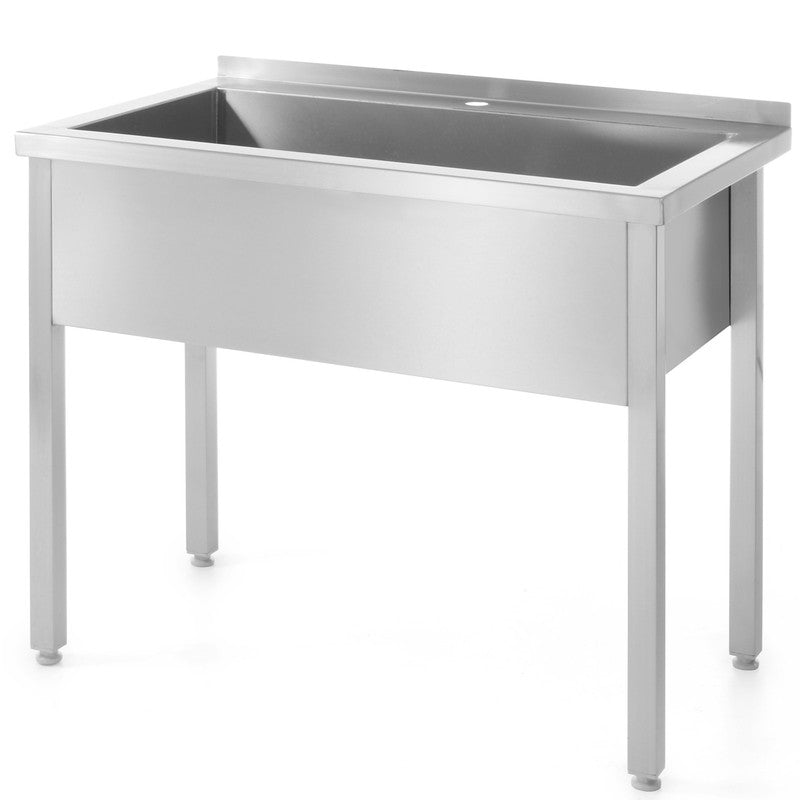 Spoeltafel – Werktafel – Keukentafel – Tafel Met Spoelbak – Horecatafel – RVS Éénkomige Spoelbak – Verstelbare Poten – AISI 304 Roestvrij Staal 100x60x85 cm