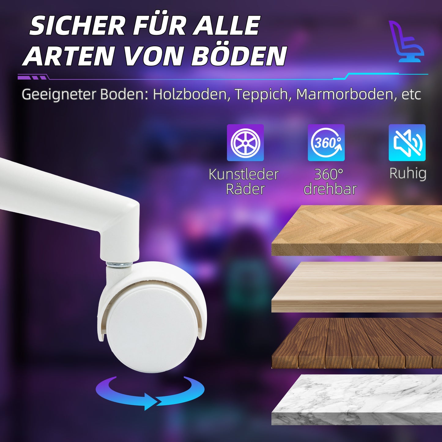 Gamingstoel – Gamestoel – Gaming Chair – Game Stoel – Bureaustoel – Ergonomisch – Verstelbaar – Kunstleer – Met Voetsteun – 150° Kantelbaar – Blauw – 360° Draaibaar – Armleuningen Verstelbaar