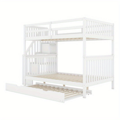Hoogslaper – Stapelbed – Kinderbed – Eenpersoonsbed – Bed met onderschuifbed – 140x200 cm – Met trap en opbergrekken – Veiligheidsleuningen – EN747-1 gecertificeerd